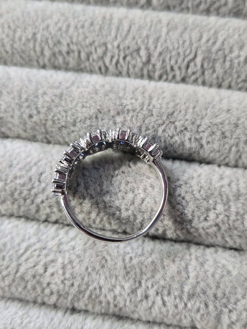 Size 7 Blue Topaz Bomb Party Rhodium Plated Ring